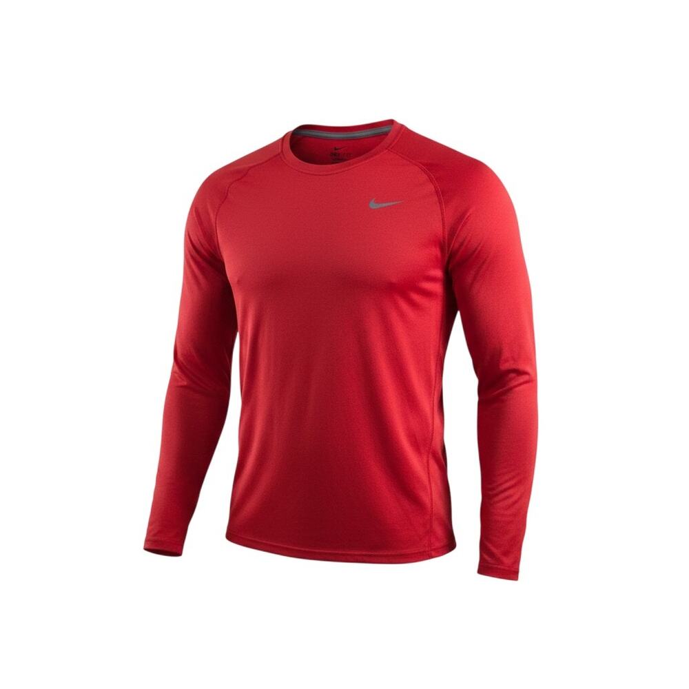 Nike Dri-FIT Men's Long Sleeve Athletic Shirt Red Performance Training XL